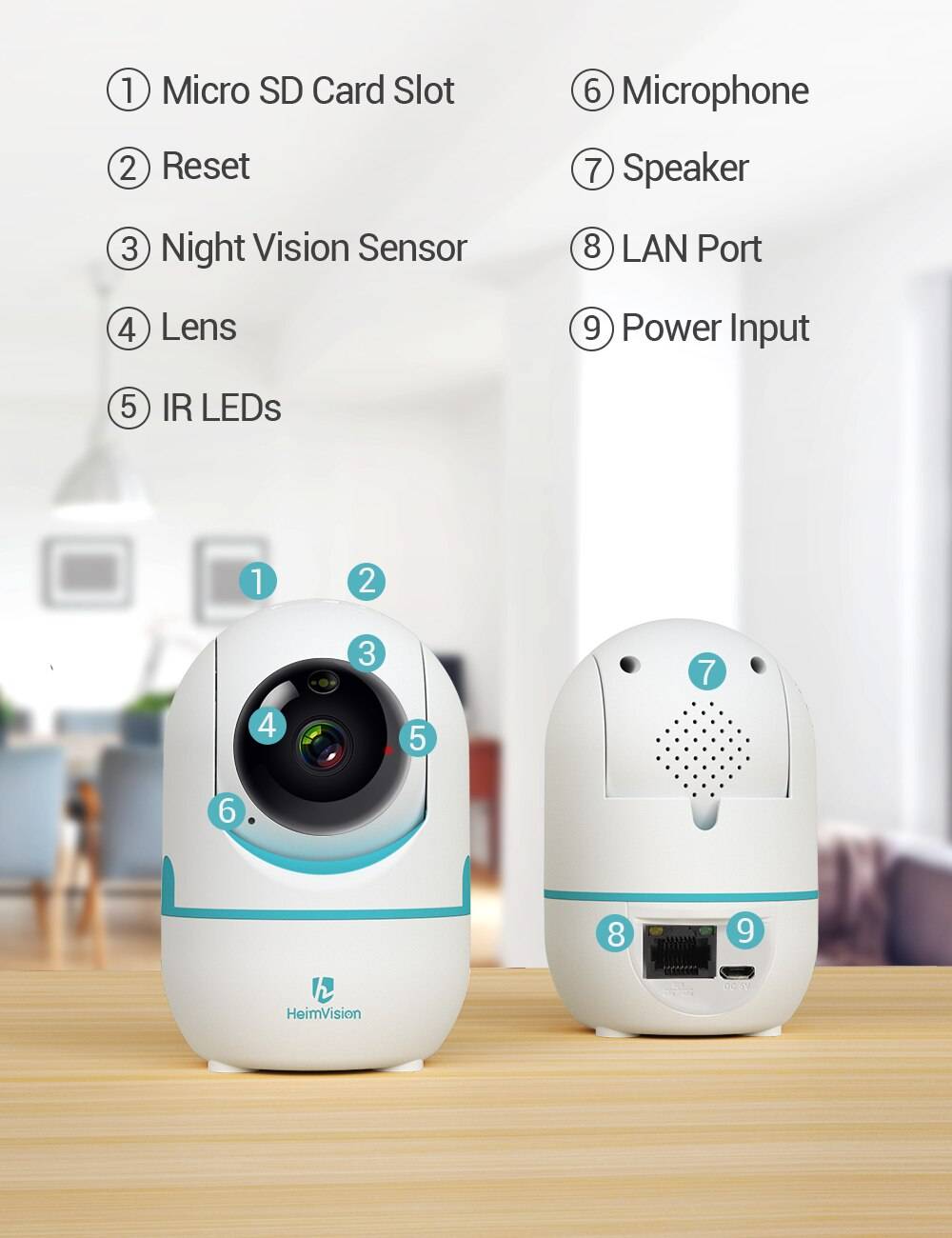 HeimVision HM302 3MP 2K Wireless Security IP Camera PTZ Indoor WiFi Pet IP Camera Support Motion/Face Dection Works with Alexa