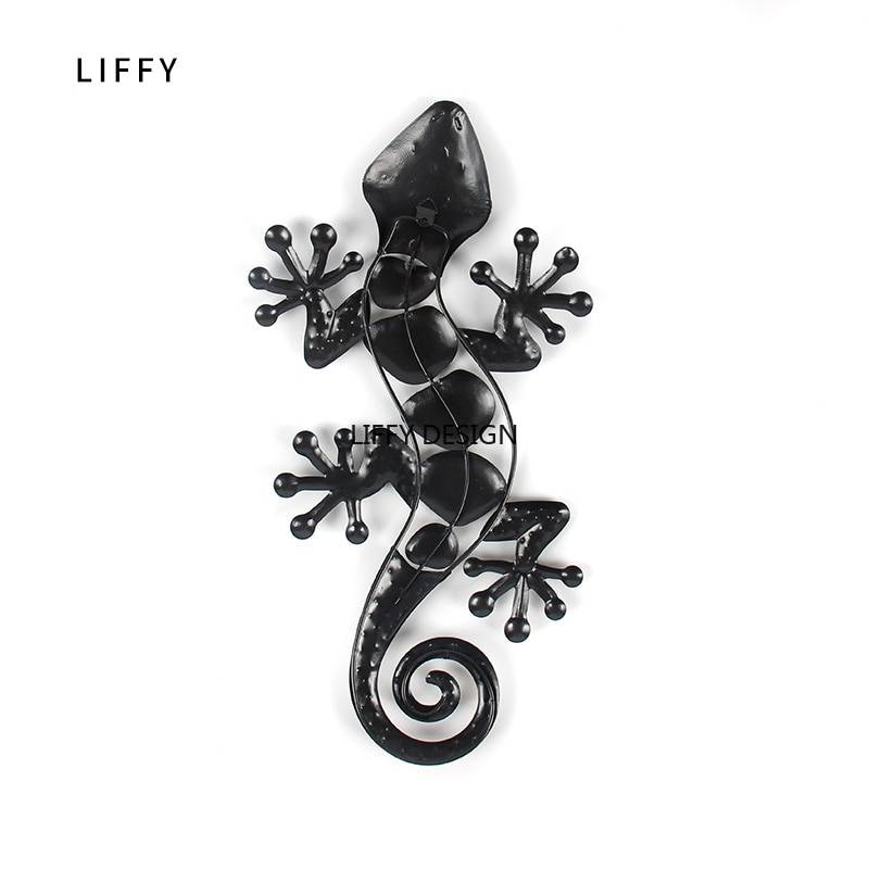 Home Decor Metal Gecko Wall for Garden Decoration Outdoor Statues Accessories Sculptures and Animales Jardin Tanks & Aquariums