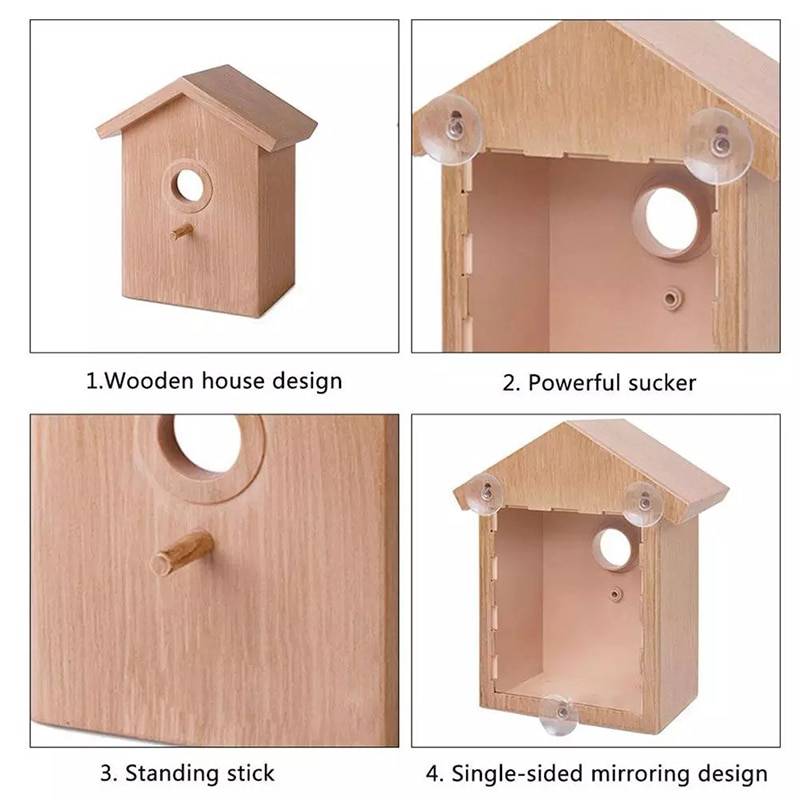 1Pcs DIY Wooden Bird House Breeding Cage Box Feeding Nest Garden Backyard Balcony Pendant Simulation Fence Birdhouse Home Decor