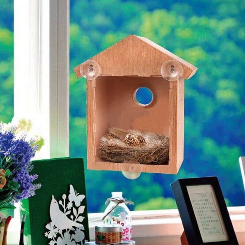 1Pcs DIY Wooden Bird House Breeding Cage Box Feeding Nest Garden Backyard Balcony Pendant Simulation Fence Birdhouse Home Decor