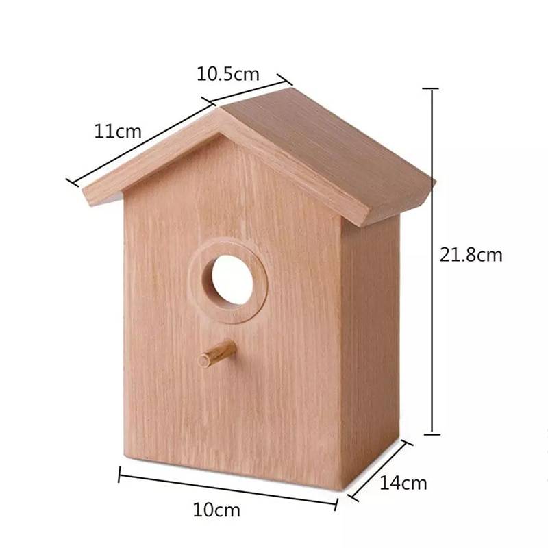 1Pcs DIY Wooden Bird House Breeding Cage Box Feeding Nest Garden Backyard Balcony Pendant Simulation Fence Birdhouse Home Decor