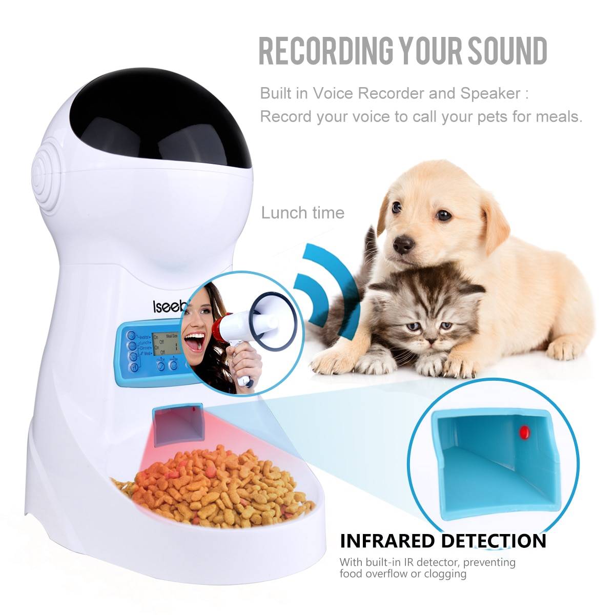 LCD Screen Automatic Pet Feeder with Voice Record LCD Screen Automatic Pet Feeder with Voice Record