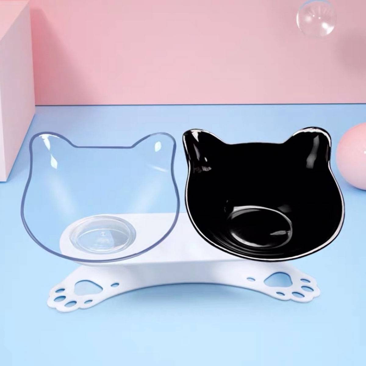 Cat Shaped Feeding Bowl with Holder