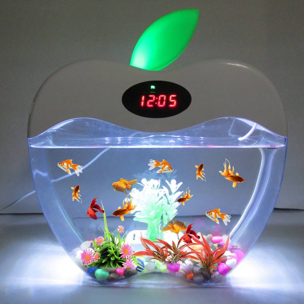 Apple Shaped Mini Aquarium with LED Night Light