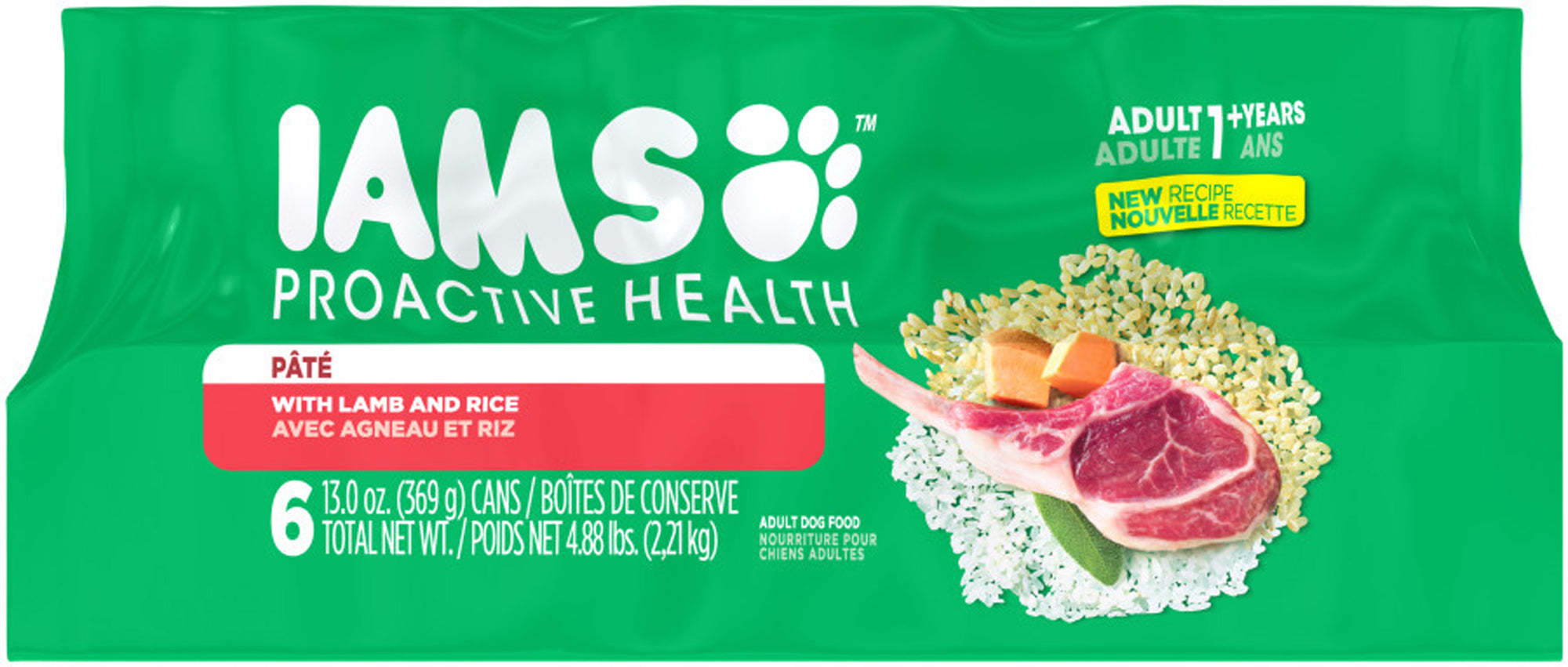 IAMS Proactive Health PatÃƒÂ© Adult Wet Dog Food Pate w/Lamb & Rice 2ea/13 oz, 6 pk