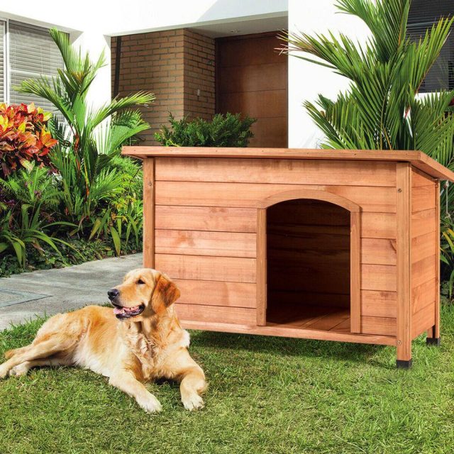 Wood Dog House Pet Shelter Large Kennel Weather Resistant Home Outdoor Ground PS7214-XL